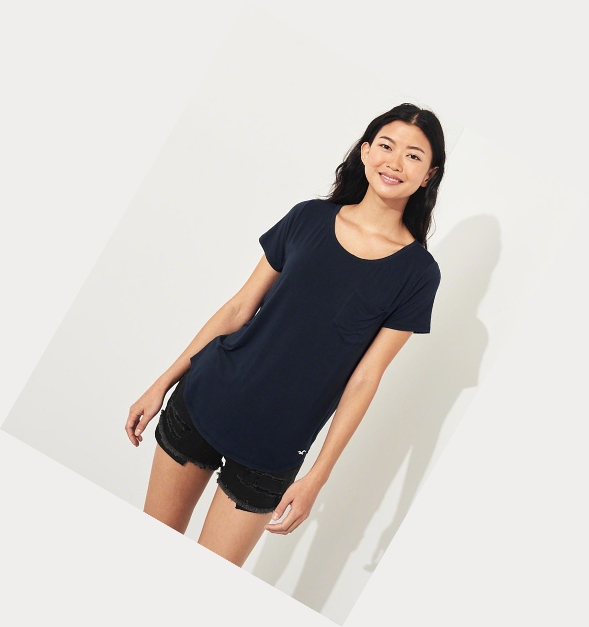 Navy Hollister Must-Have Easy Women's Short Sleeve | ZA-BEWK215