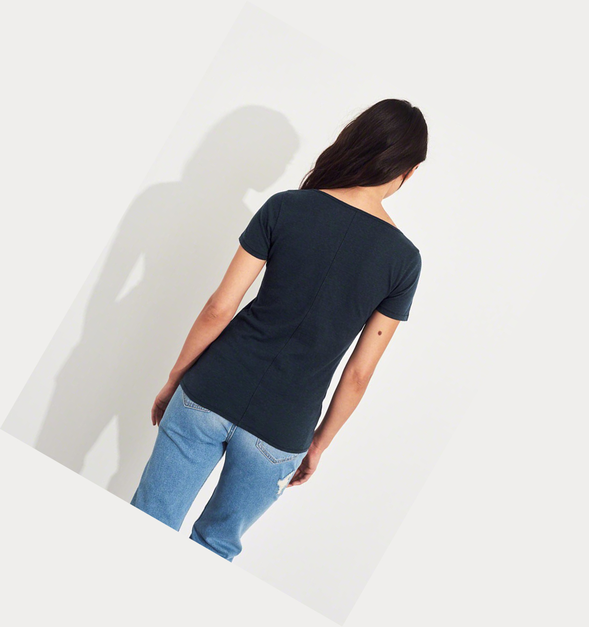 Navy Hollister Must-Have Slim Women's Short Sleeve | ZA-ZQHJ856