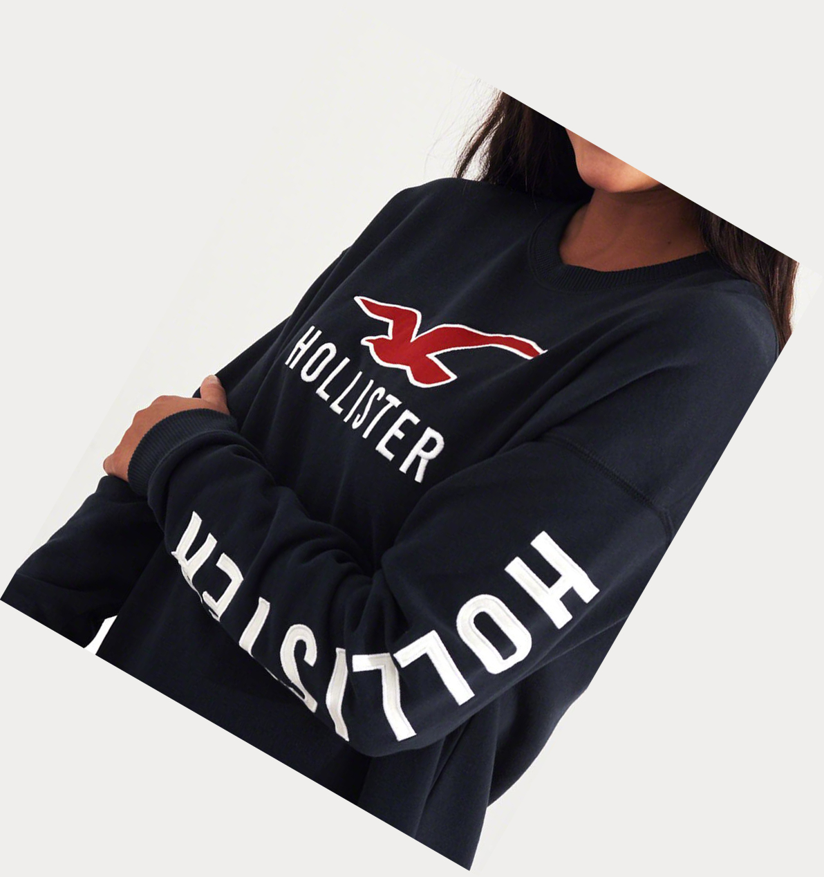 Navy Hollister Oversized Crewneck Women's Hoodie | ZA-YDEB154