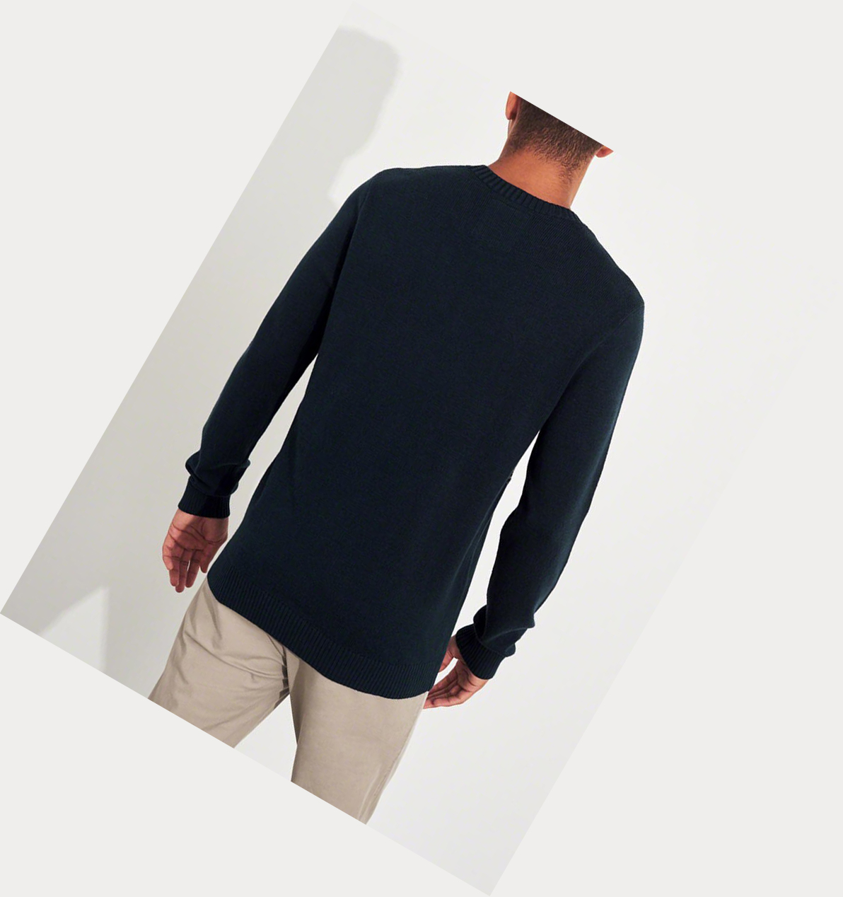 Navy Hollister Patterned Crewneck Men's Sweaters | ZA-WFRV493