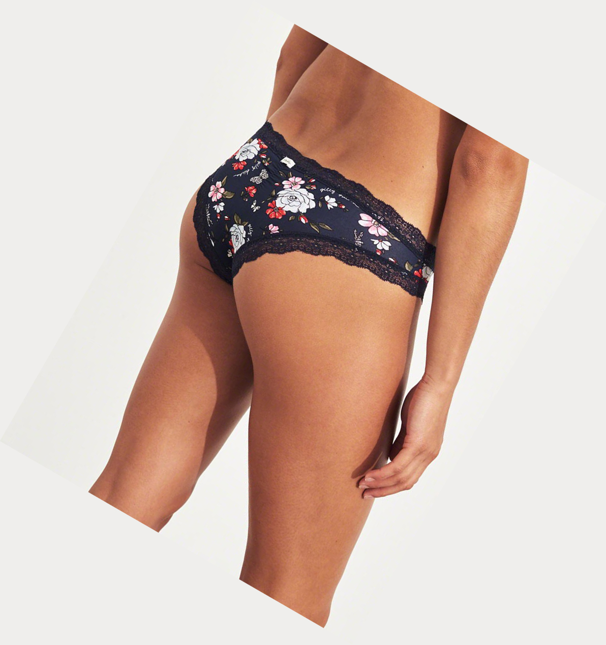 Navy Hollister Patterned Lace-Trim Cheeky Women's Underwear | ZA-LWBJ032