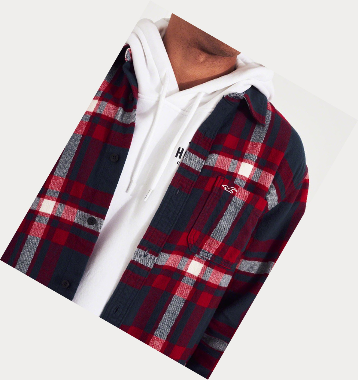 Navy Hollister Plaid Flannel Men's Long Sleeve | ZA-JMNU095