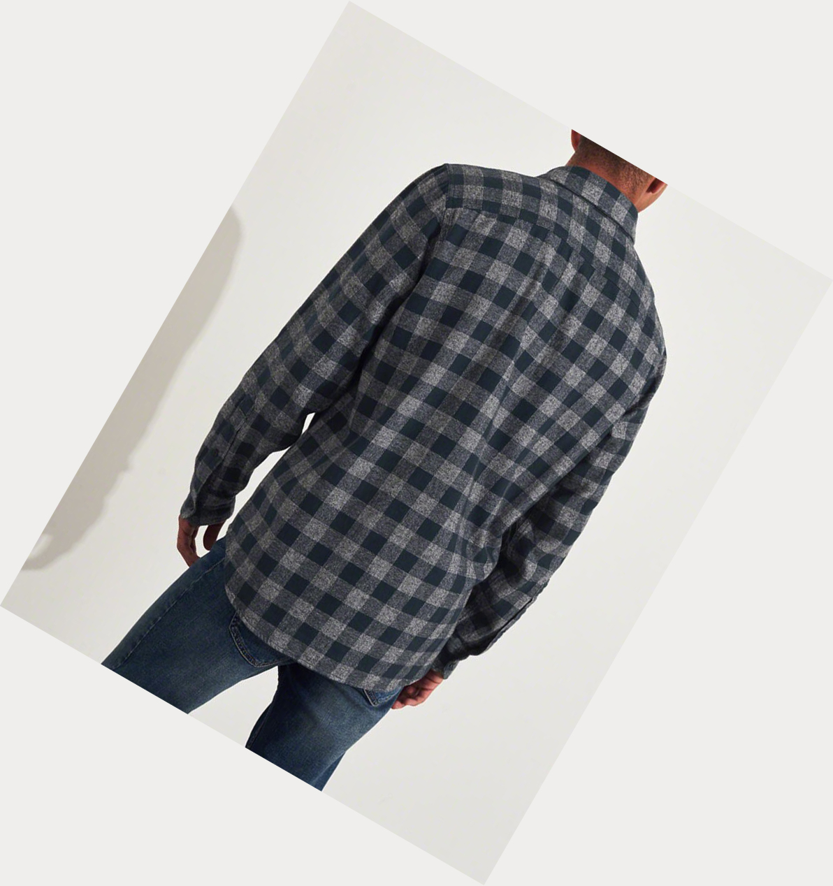 Navy Hollister Plaid Flannel Men's Long Sleeve | ZA-ZSXC470