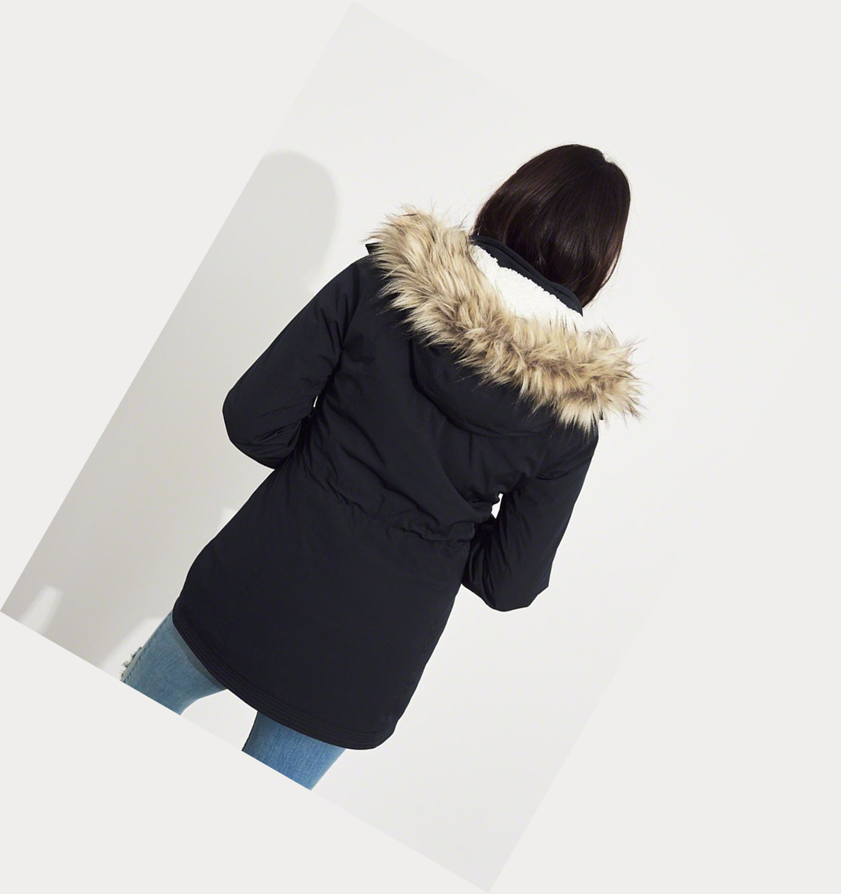 Navy Hollister Sherpa-Lined Women's Parka Jackets | ZA-LHVT759