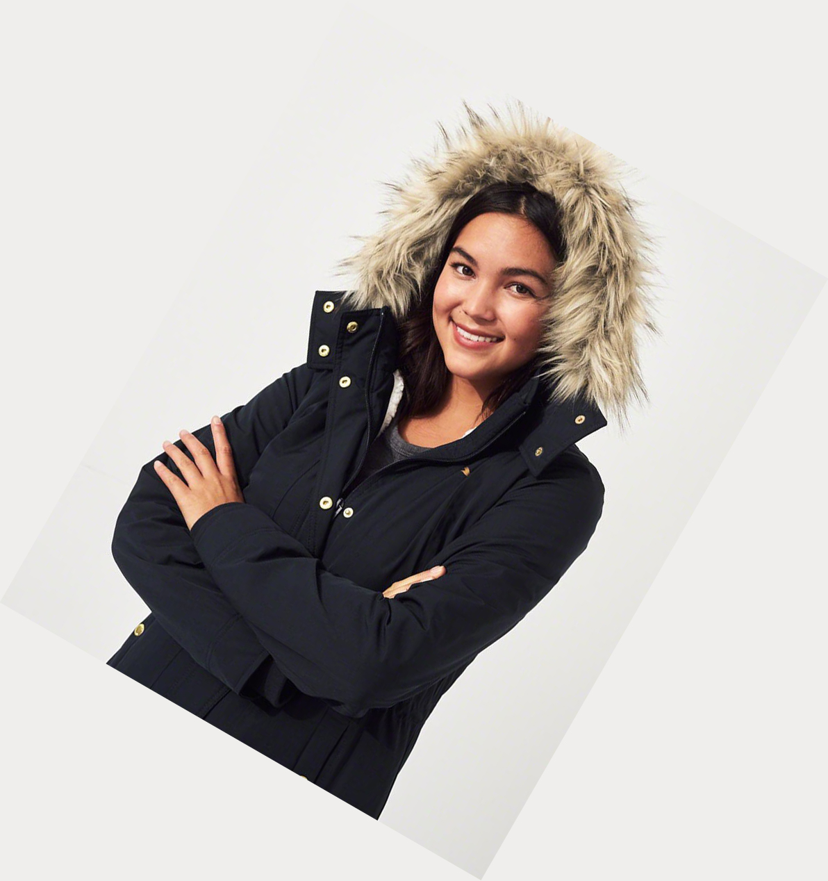 Navy Hollister Sherpa-Lined Women's Parka Jackets | ZA-LHVT759