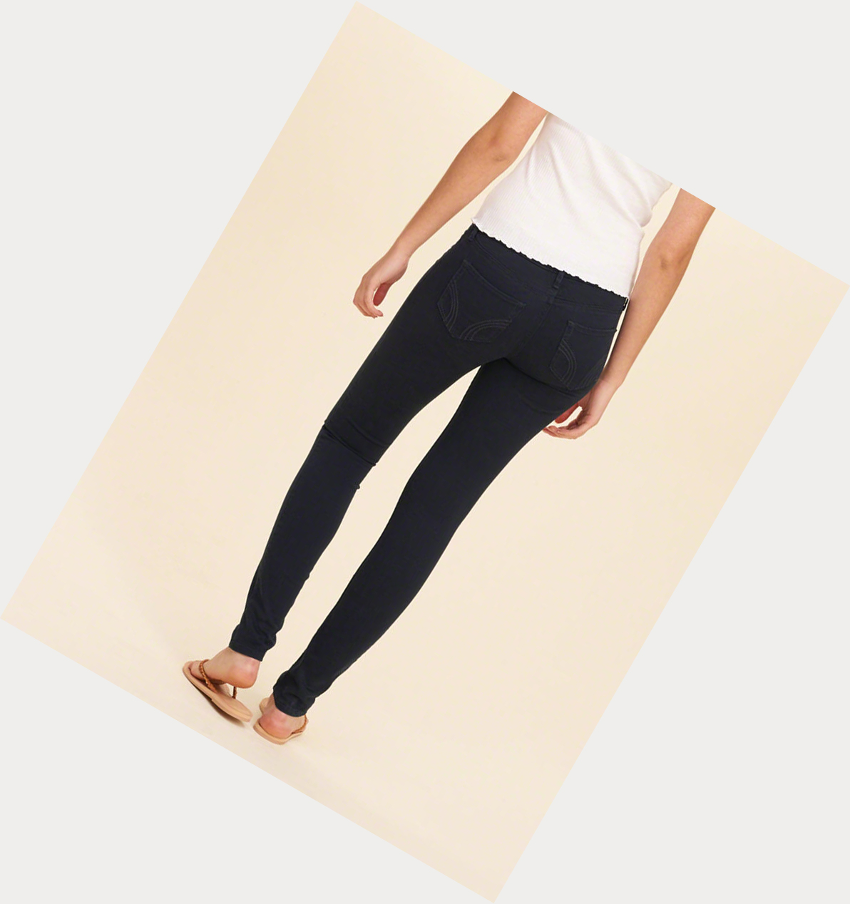 Navy Hollister Stretch Low-Rise Super Skinny Women's Jeans | ZA-KVPZ706