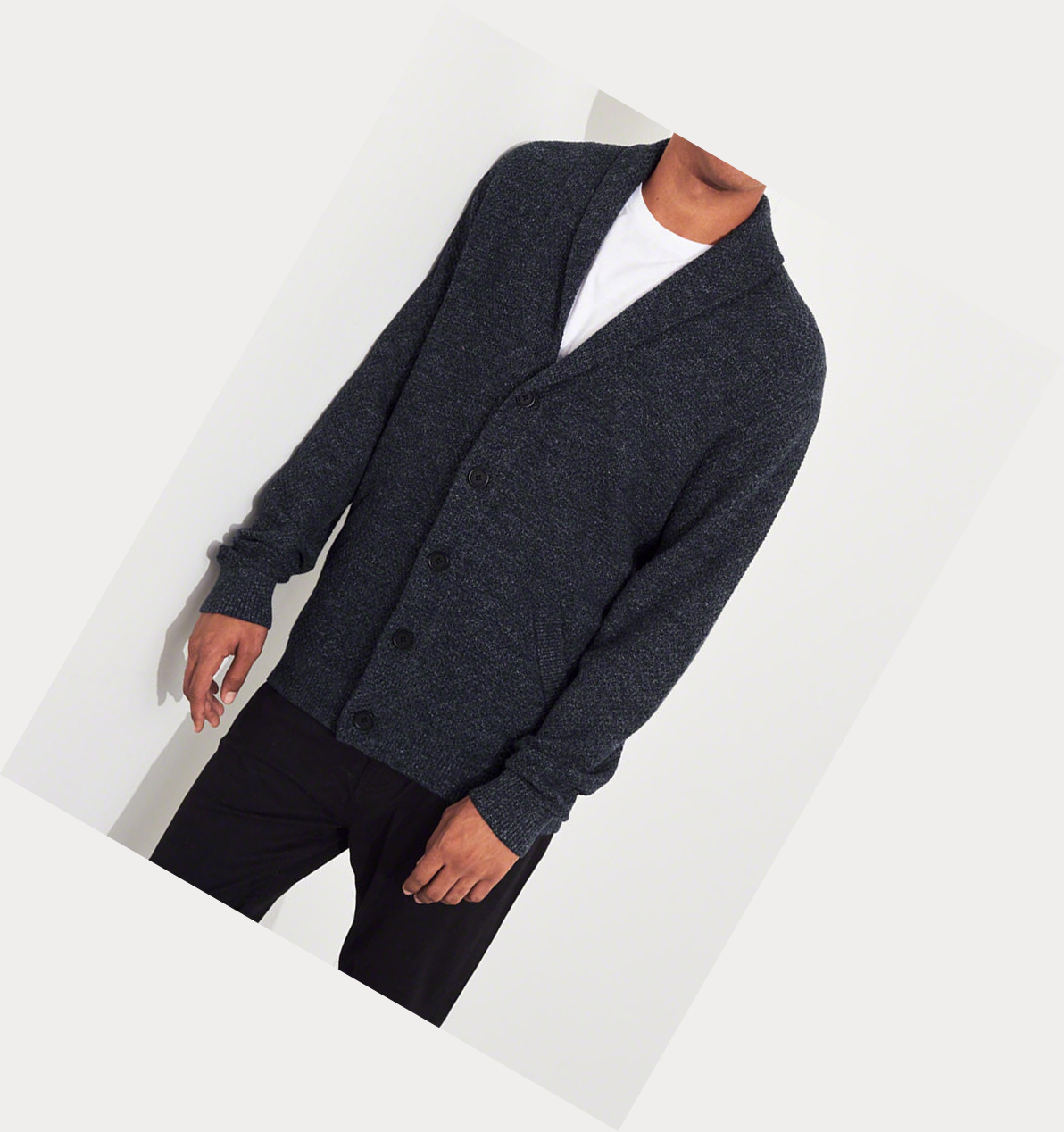 Navy Hollister Textured Shawl Cardigan Men's Sweaters | ZA-MJAF549