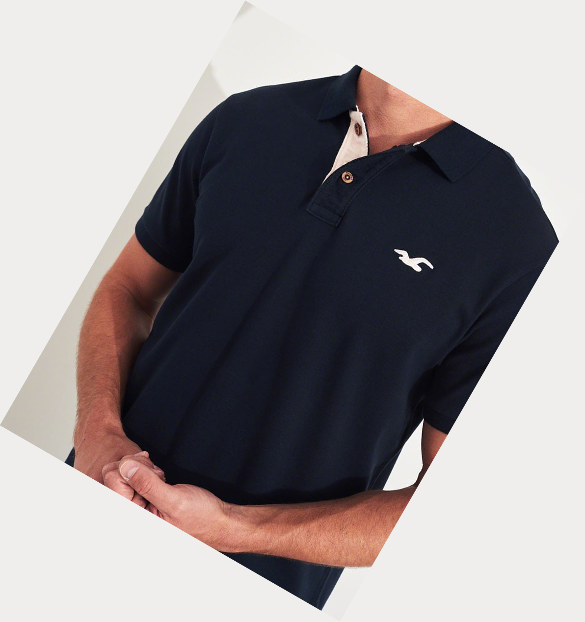 Navy Pink Hollister Stretch Icon Men's Polo Shirts | ZA-ZWPT401