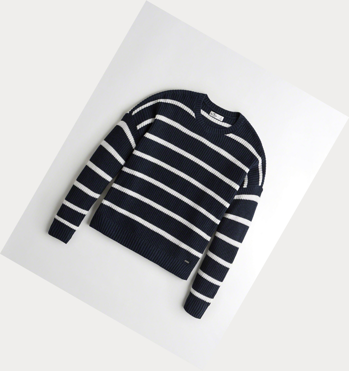 Navy Stripes Hollister Crewneck Women\'s Sweaters | ZA-QTKR594