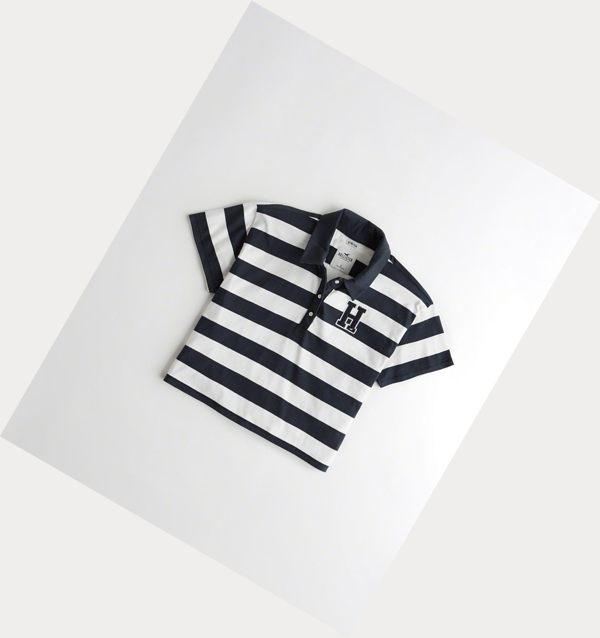 Navy Stripes Hollister Logo Stripe Crop Women\'s Polo Shirts | ZA-ABRW937