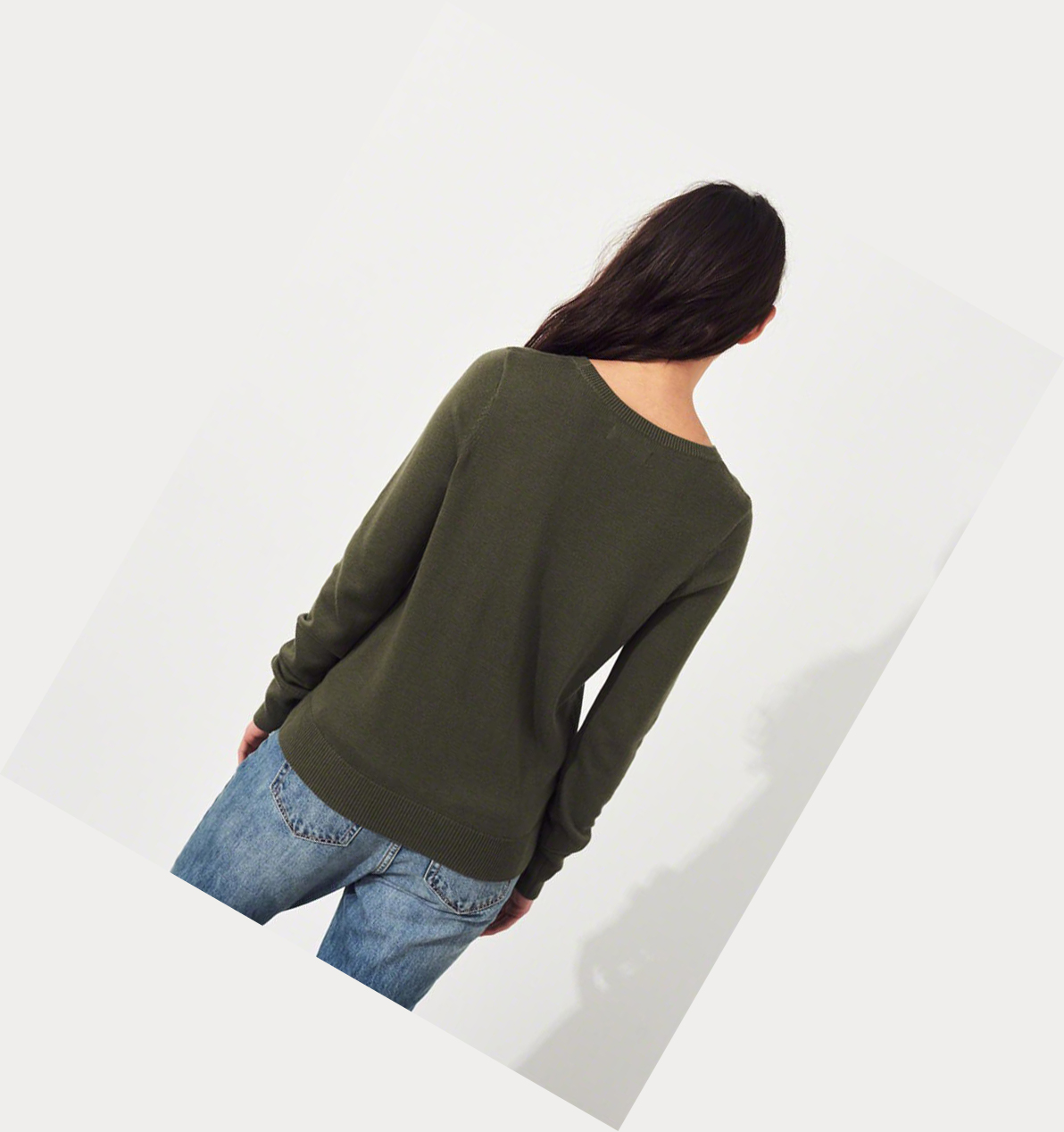 Olive Hollister Crewneck Women's Sweaters | ZA-TWRX926