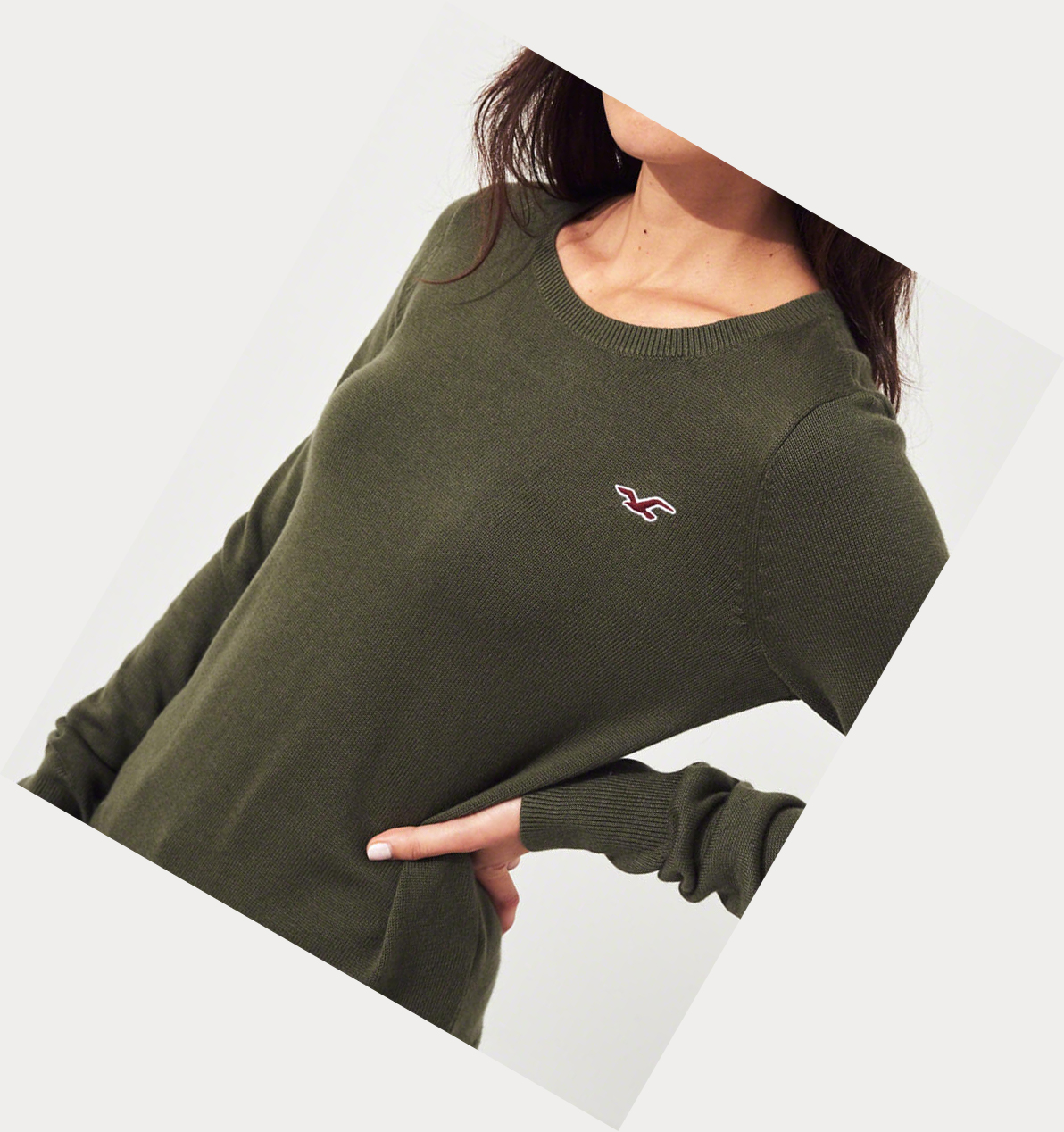 Olive Hollister Crewneck Women's Sweaters | ZA-TWRX926