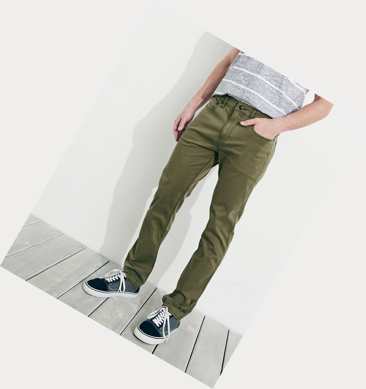 Olive Hollister Epic Flex Skinny Twill Men's Pants | ZA-ABEP620