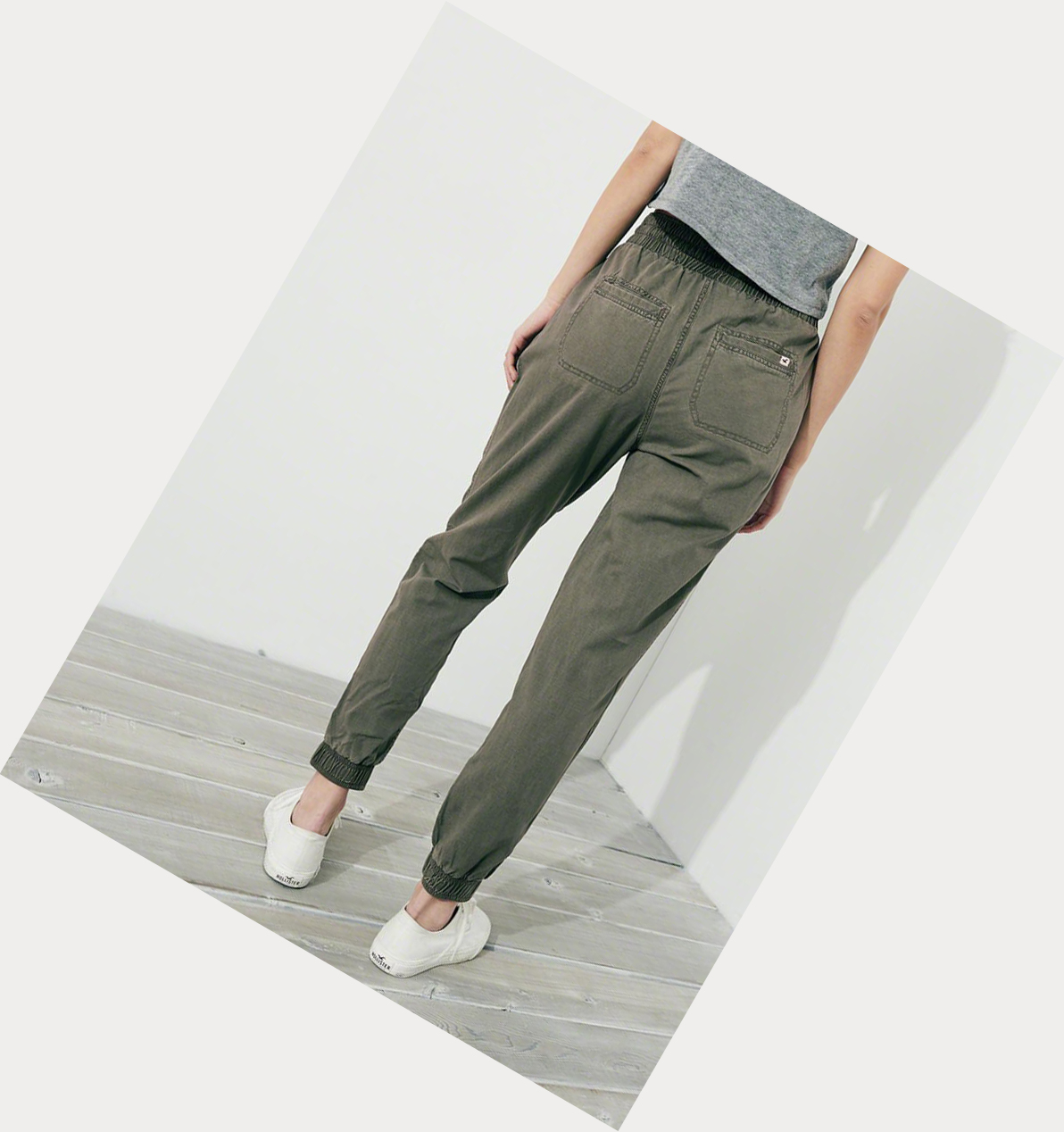 Olive Hollister High-Rise Twill Women's Pants | ZA-KCGW631