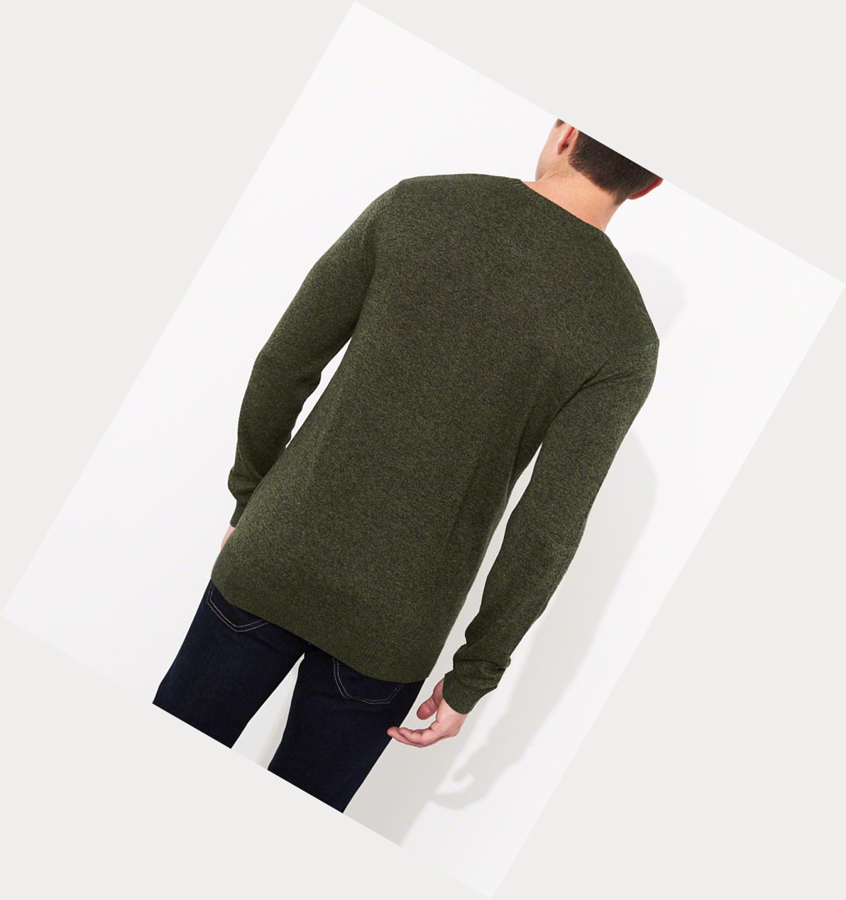 Olive Hollister Lightweight Crewneck Men's Sweaters | ZA-XGTH481