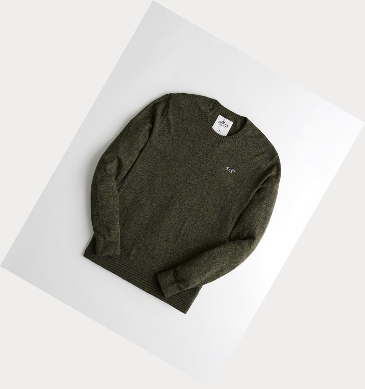 Olive Hollister Lightweight Crewneck Men\'s Sweaters | ZA-XGTH481