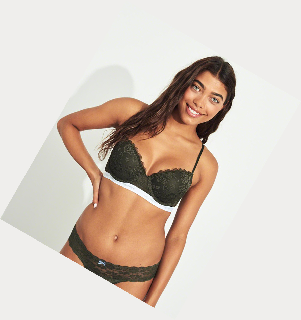 Olive Hollister Logo Push-Up Balconette Women's Bras | ZA-WQRS387