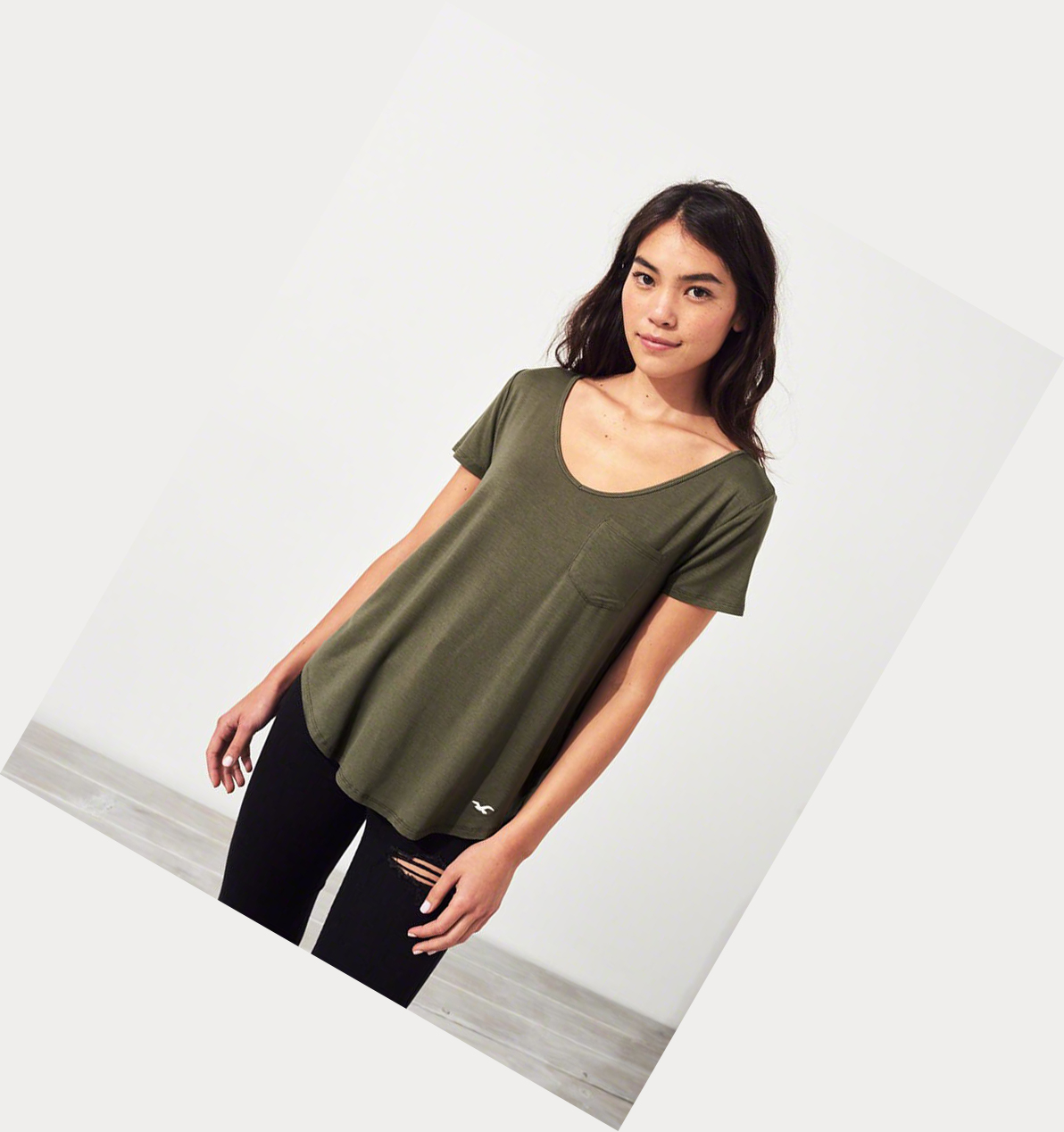 Olive Hollister Must-Have Easy Women's Short Sleeve | ZA-BEGT609