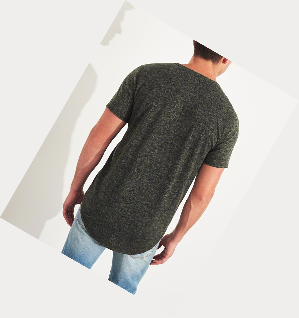 Olive Hollister Must-Have Henley Men's Short Sleeve | ZA-FYPJ643