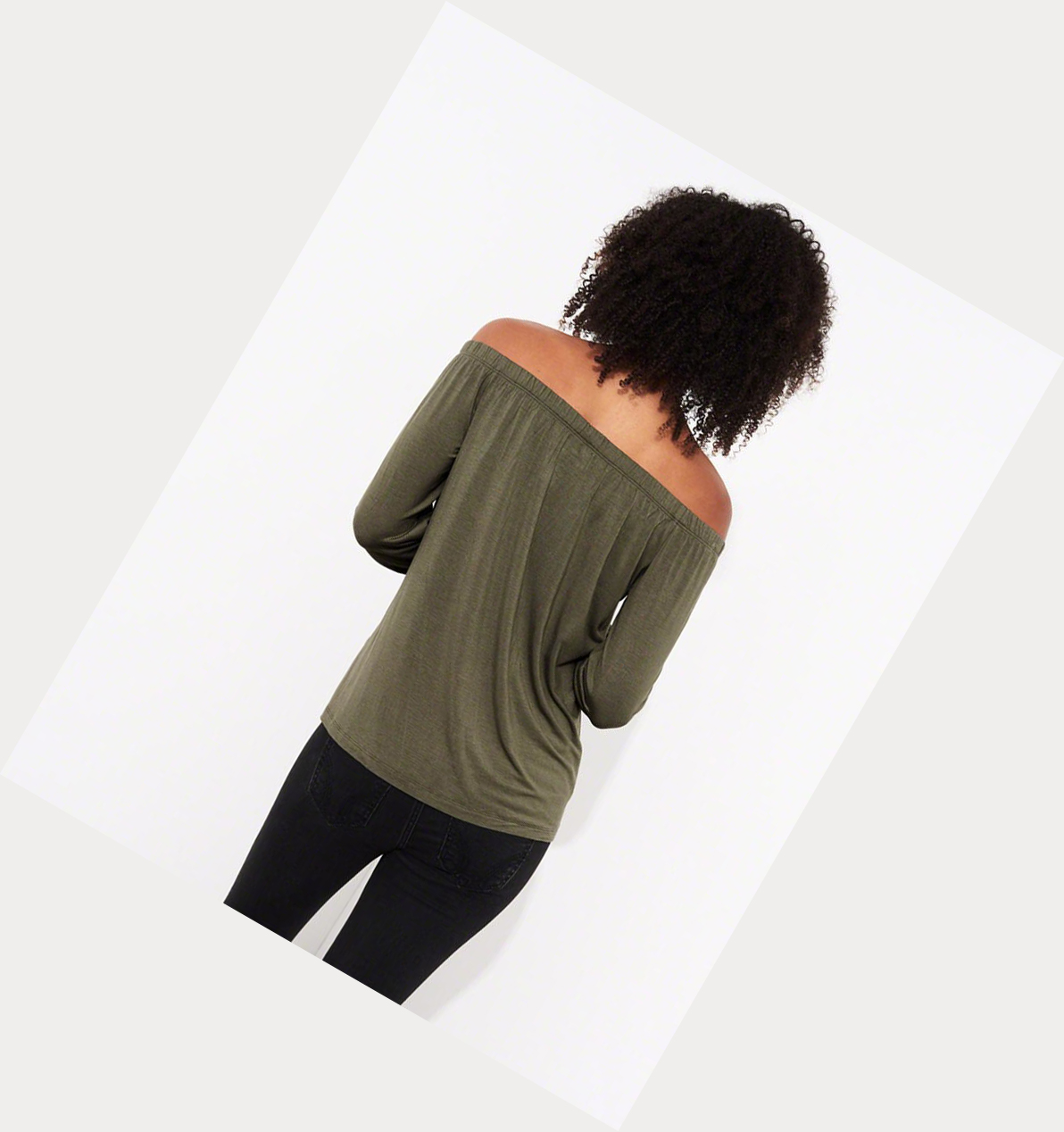 Olive Hollister Off-The-Shoulder Women's Long Sleeve | ZA-PTYQ827