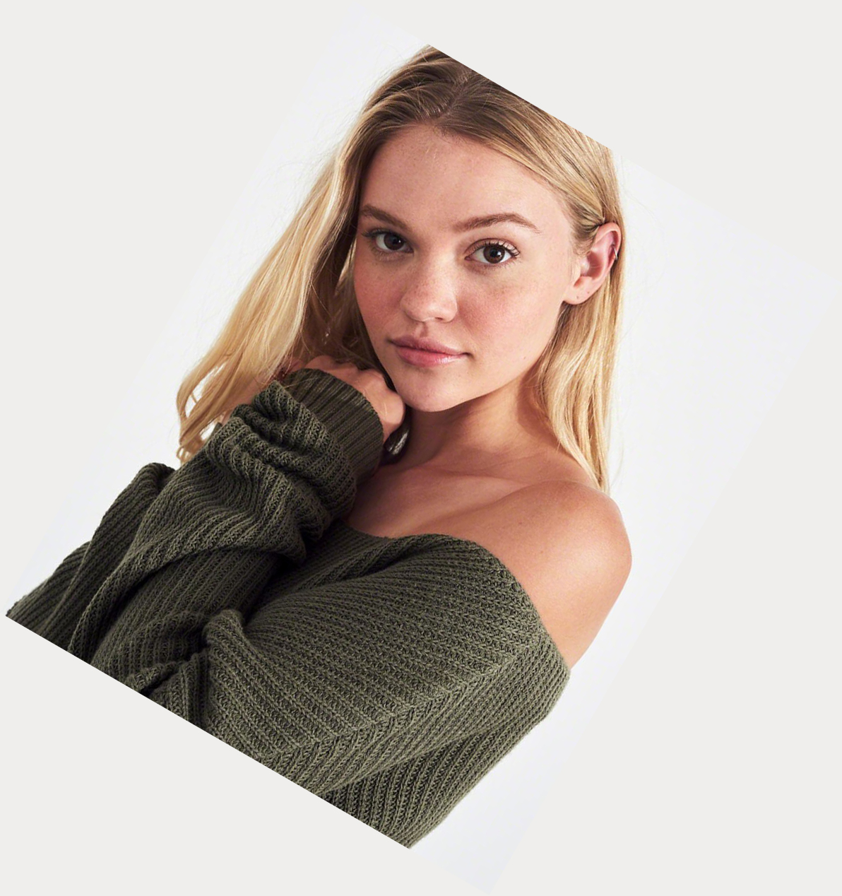 Olive Hollister On Or Off The Shoulder Women's Sweaters | ZA-VAOQ795