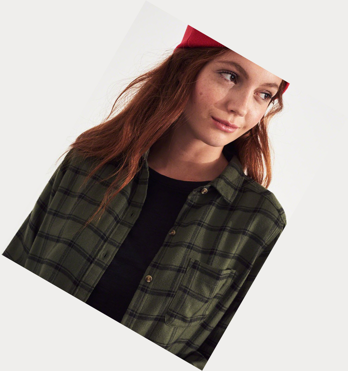 Olive Hollister Plaid Women's Long Sleeve | ZA-TVOW514