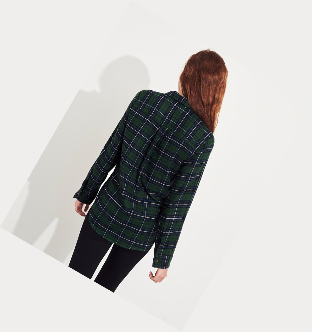 Olive Hollister Plaid Women's Long Sleeve | ZA-XCWH205