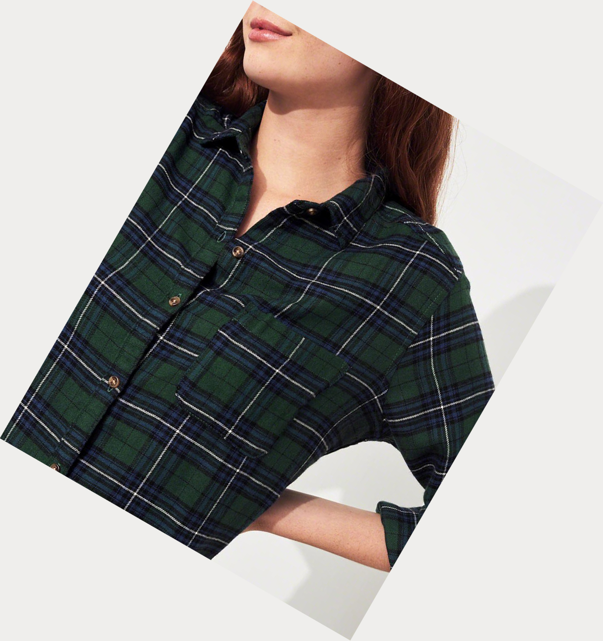 Olive Hollister Plaid Women's Long Sleeve | ZA-XCWH205