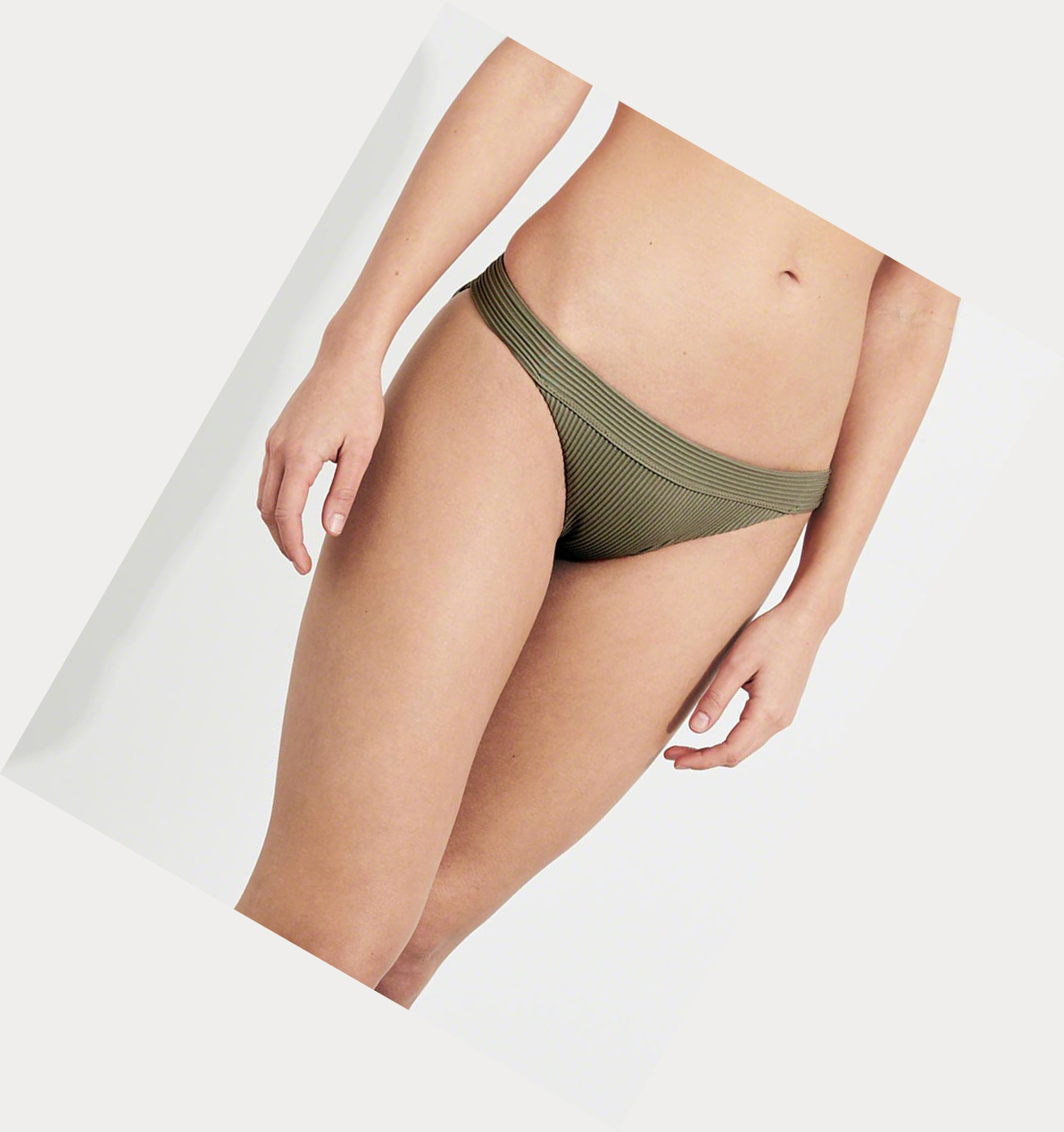 Olive Hollister Ribbed Women's Bikini Bottoms | ZA-MYIA356