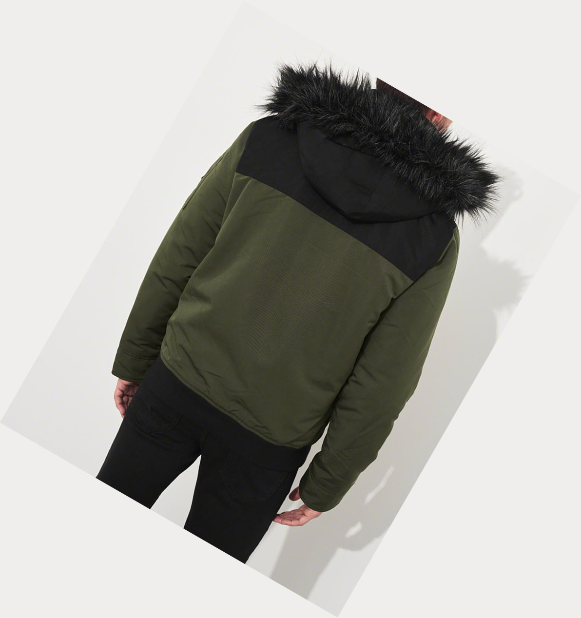 Olive Hollister Sherpa-Lined Hooded Men's Bomber Jackets | ZA-SEVR627