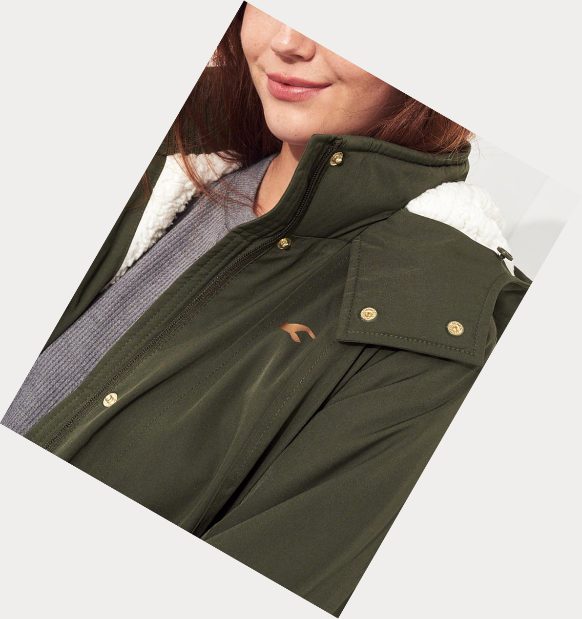 Olive Hollister Sherpa-Lined Women's Parka Jackets | ZA-RTVO973