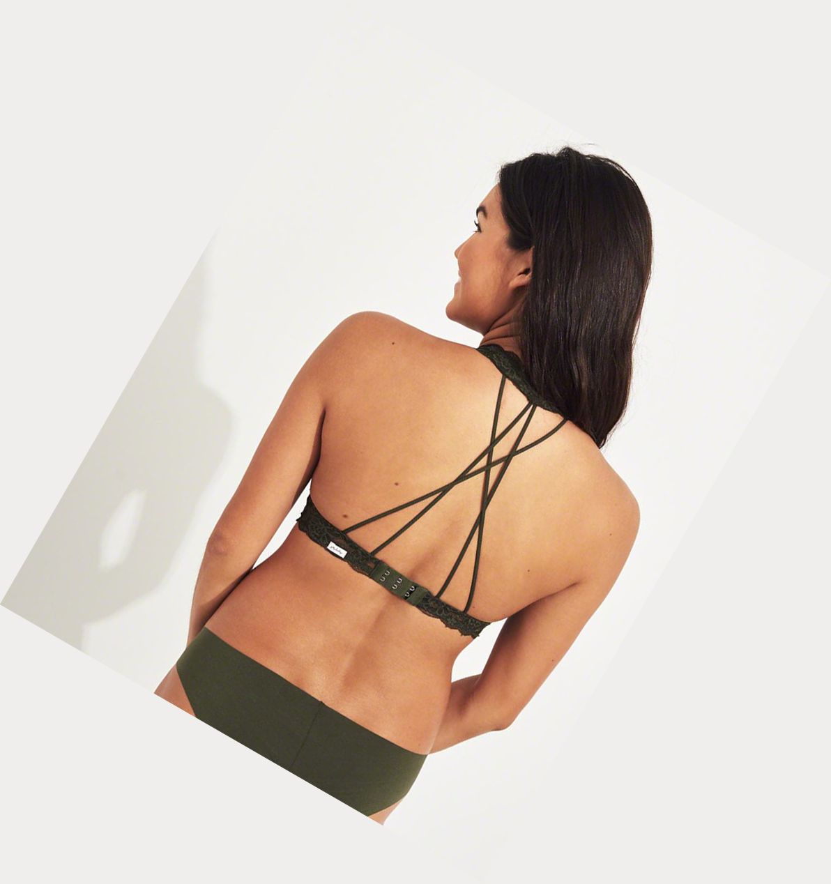 Olive Hollister Strappy Halter With Removable Pads Women's Bras | ZA-RXKI375