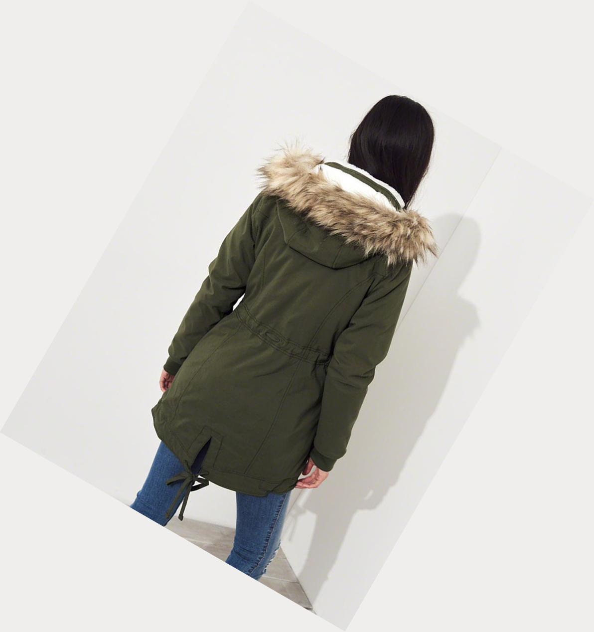 Olive Hollister Stretch Cozy-Lined Women's Parka Jackets | ZA-XPJA395