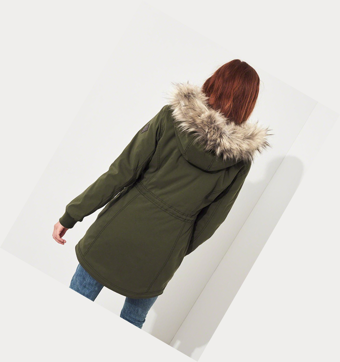 Olive Hollister Stretch Faux-Fur-Lined Women's Parka Jackets | ZA-RUKD023