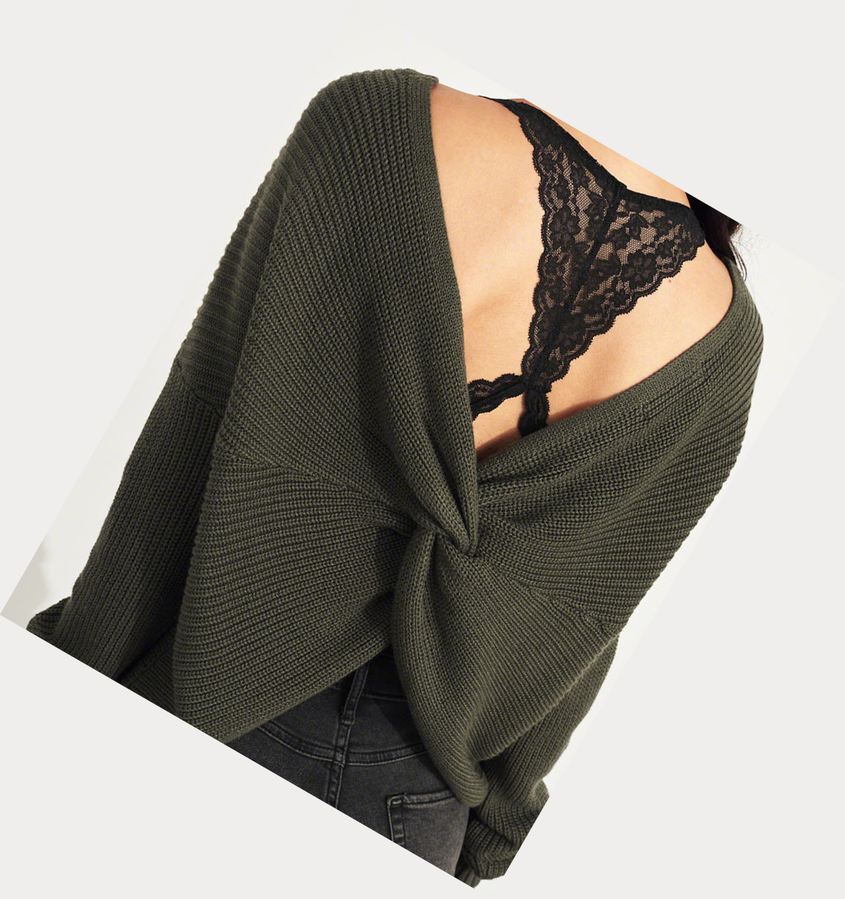 Olive Hollister Twist-Back Women's Sweaters | ZA-MIWL765