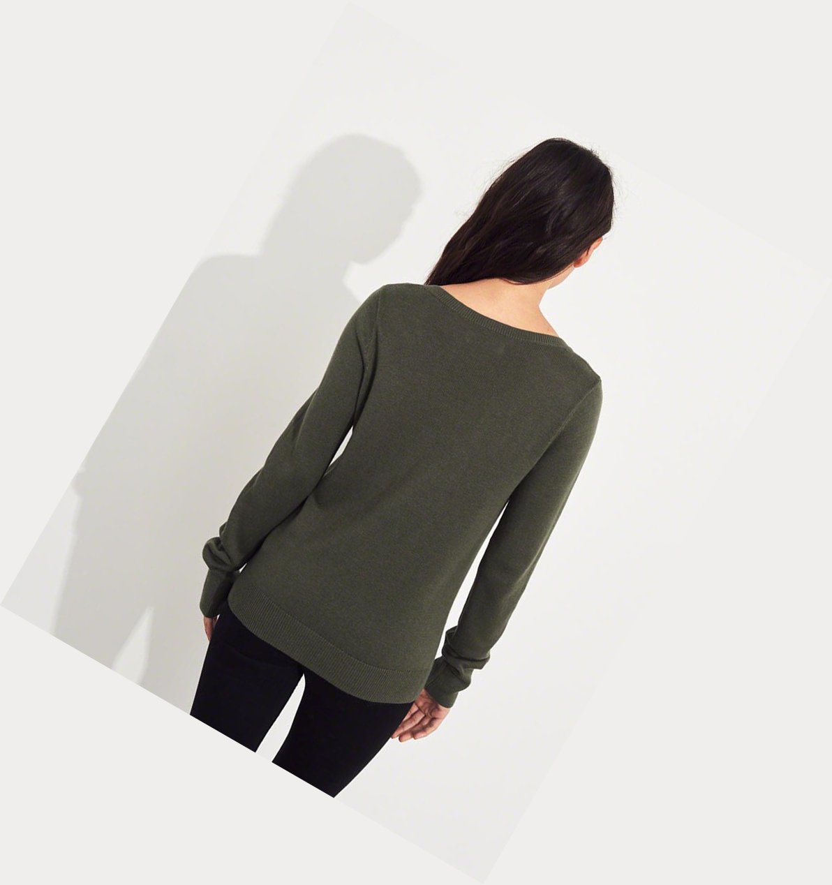 Olive Hollister V-Neck Women's Sweaters | ZA-SOWT154