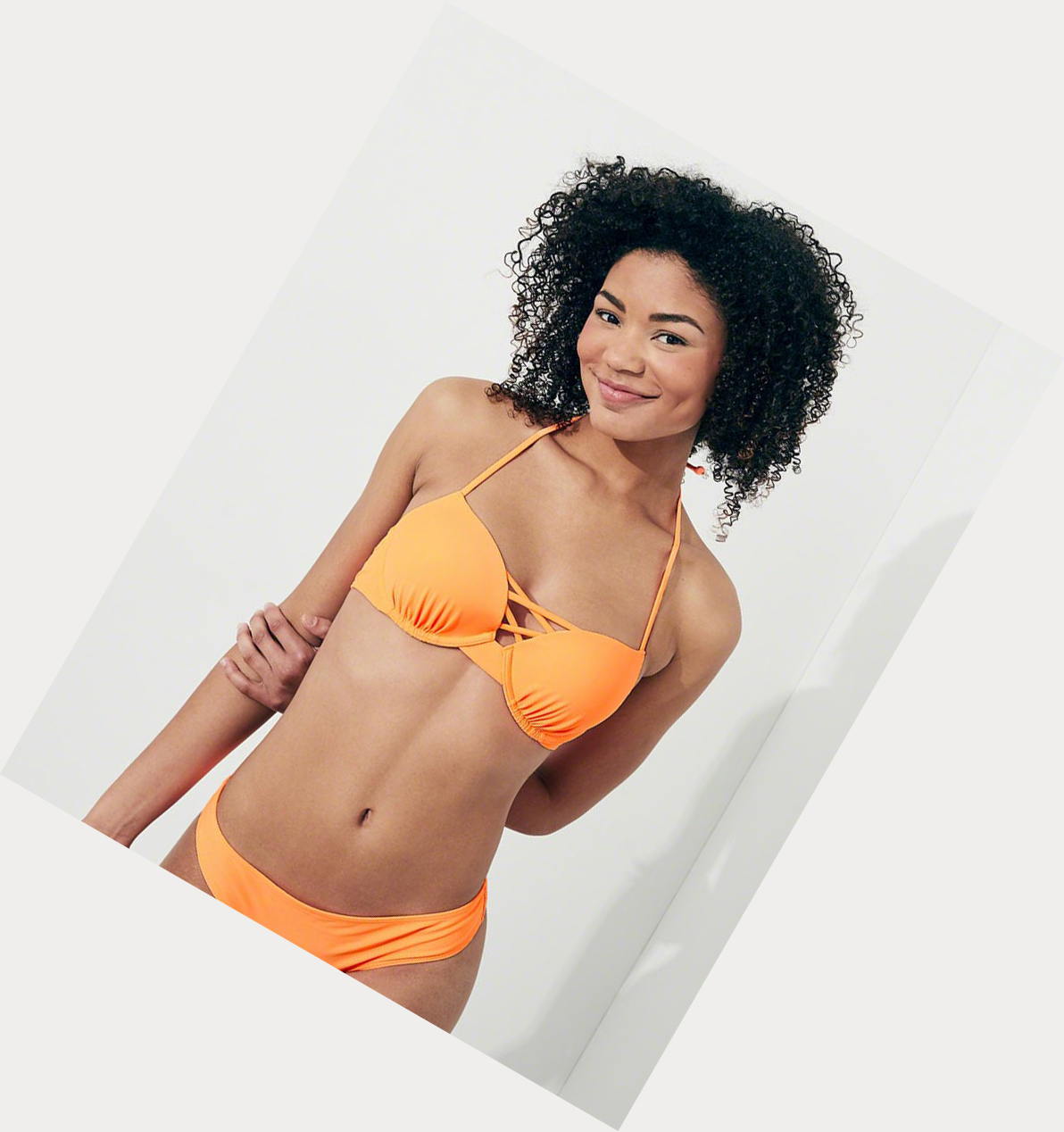 Orange Hollister Strappy Lightly Lined Plunge Women's Bikini Tops | ZA-GLDO297