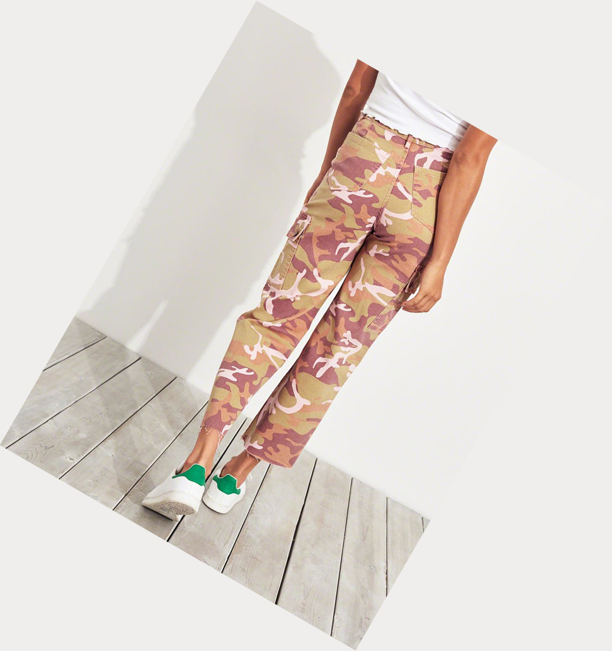 Pink Camo Hollister Classic Stretch Ultra High-Rise Crop Mom Women's Pants | ZA-HFVC432