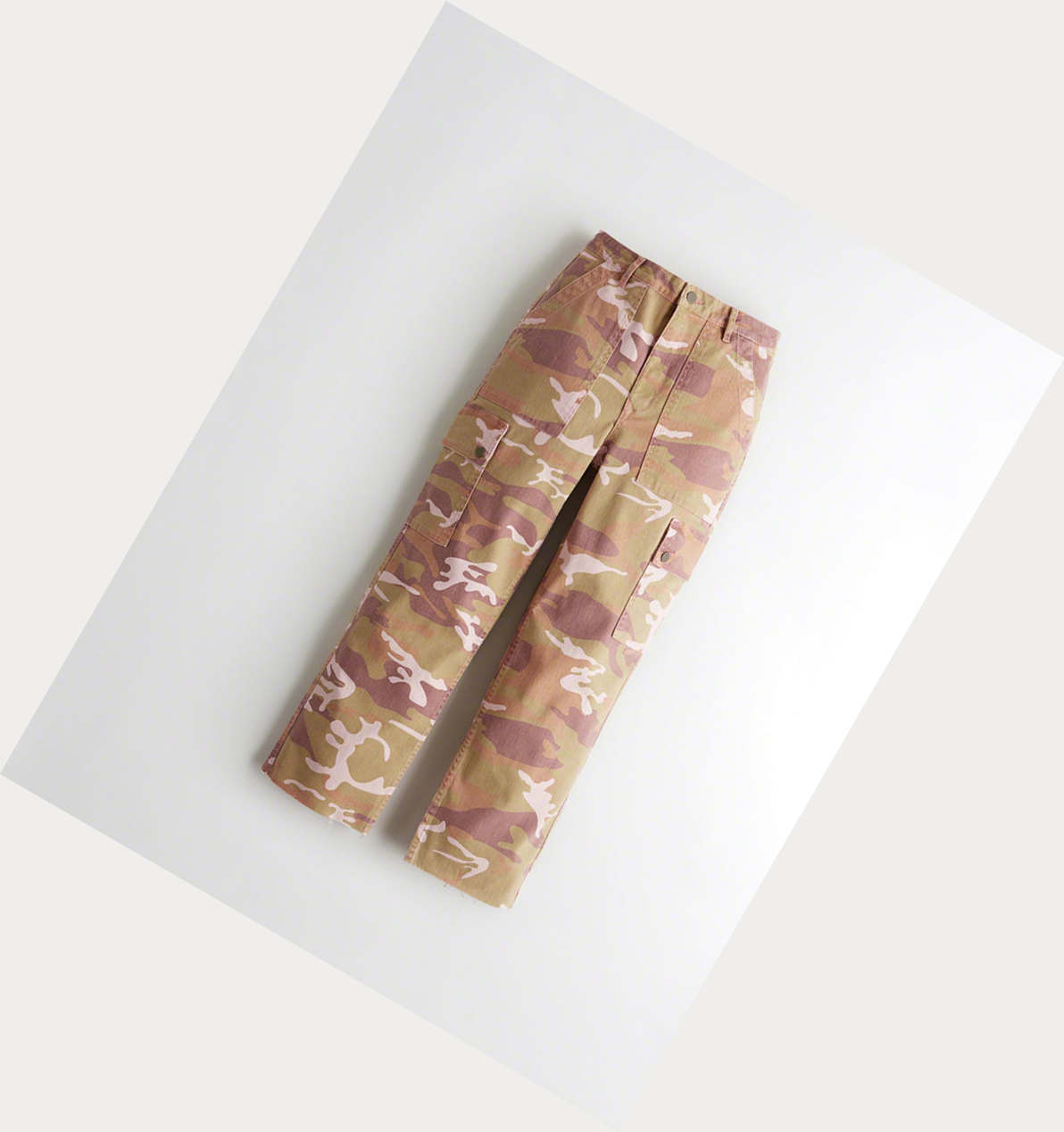 Pink Camo Hollister Classic Stretch Ultra High-Rise Crop Mom Women\'s Pants | ZA-HFVC432