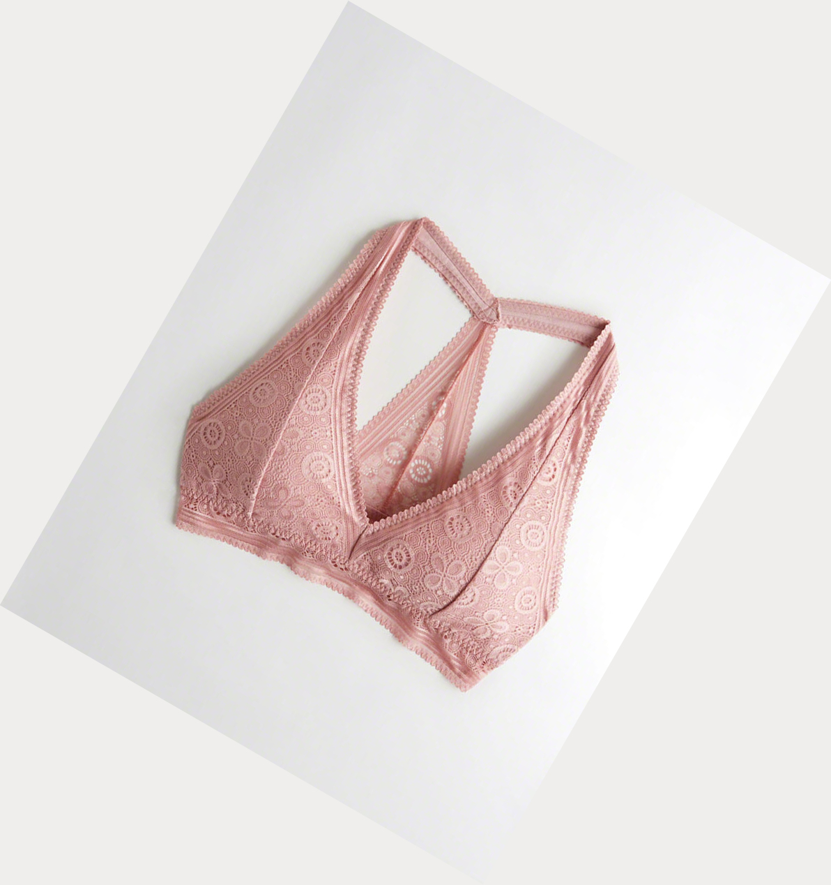 Pink Hollister Lace T-Back With Removable Pads Women\'s Bras | ZA-HAKO915