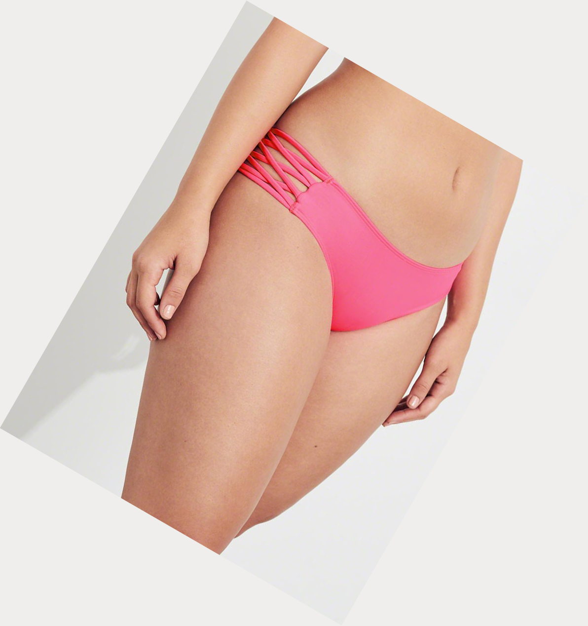 Pink Hollister Strappy Cheeky Women's Bikini Bottoms | ZA-XPGZ841