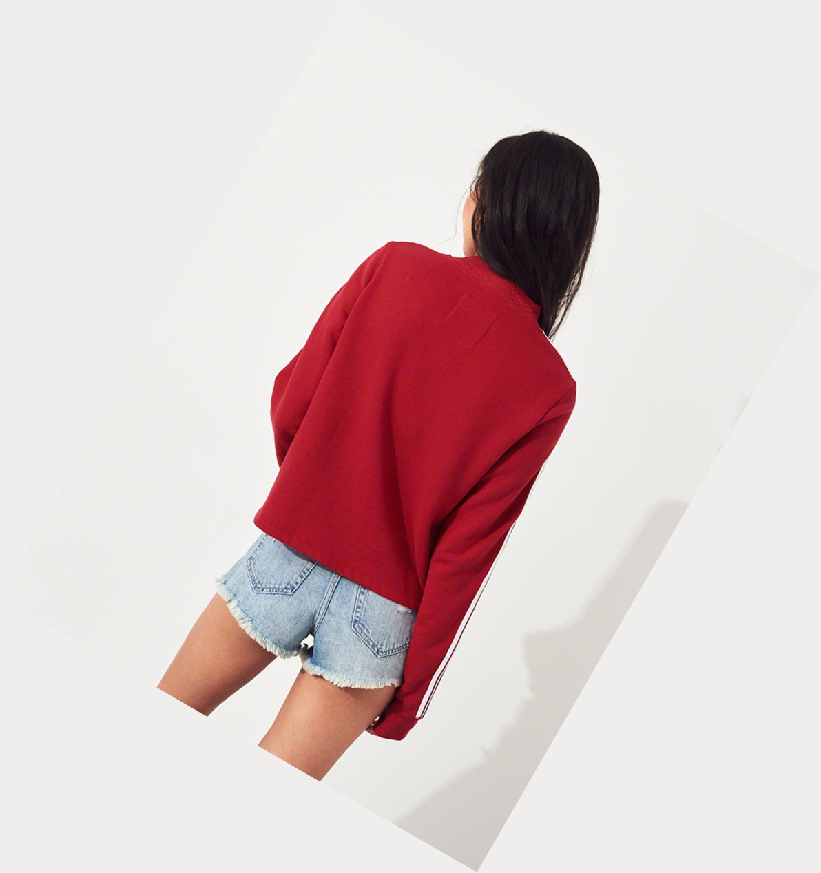 Red Hollister Boxy Mockneck Women's Sweatshirts | ZA-CDPS716