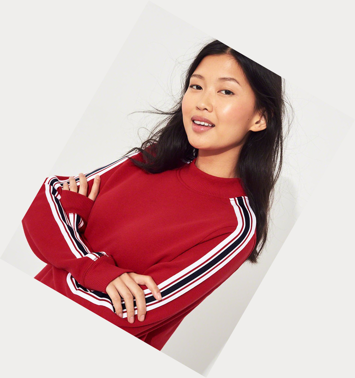 Red Hollister Boxy Mockneck Women's Sweatshirts | ZA-CDPS716