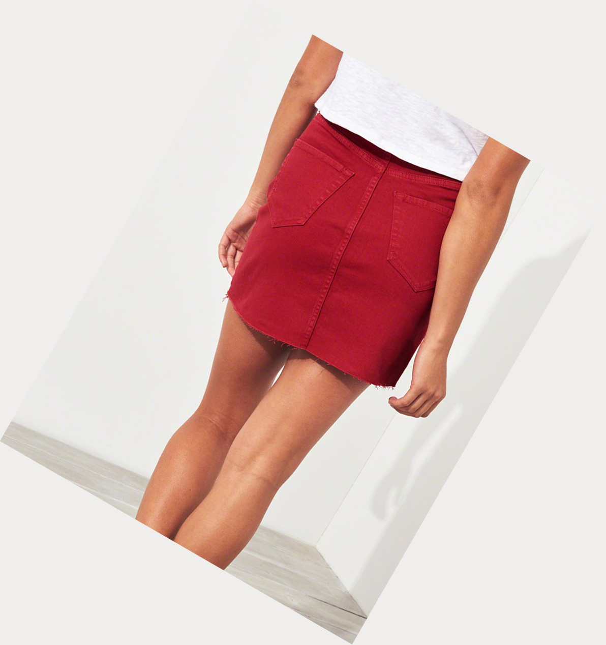 Red Hollister Classic Stretch Ultra High-Rise Denim Women's Skirts | ZA-PMBE739