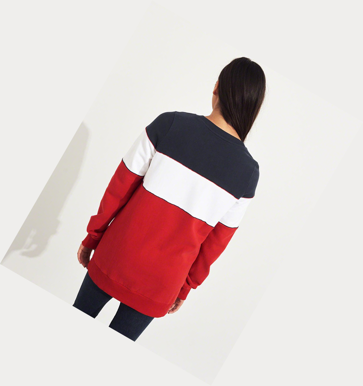 Red Hollister Colorblock Crewneck Women's Sweatshirts | ZA-SBHT806