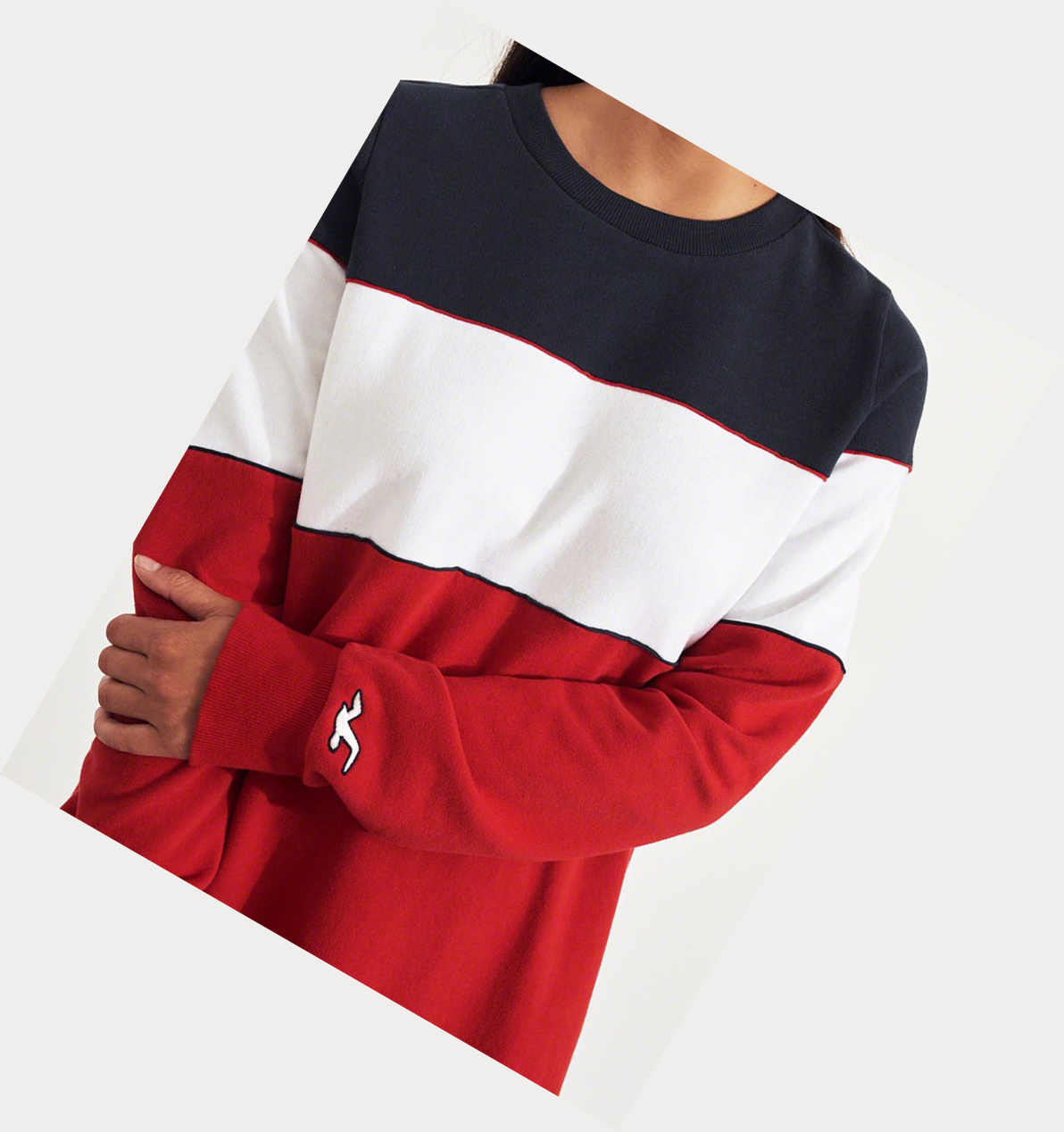 Red Hollister Colorblock Crewneck Women's Sweatshirts | ZA-SBHT806