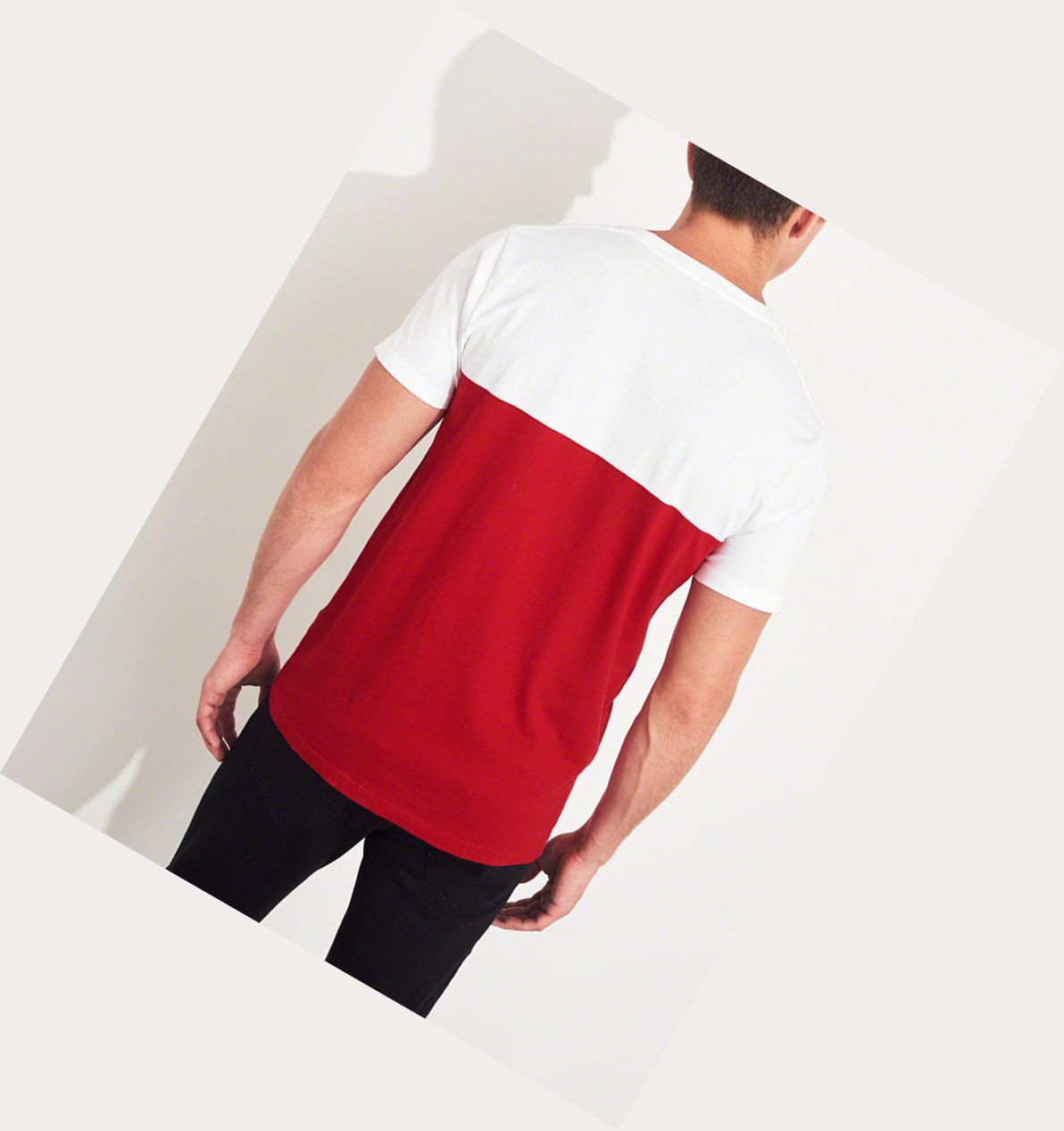 Red Hollister Colorblock Logo Men's Short Sleeve | ZA-VRUF104