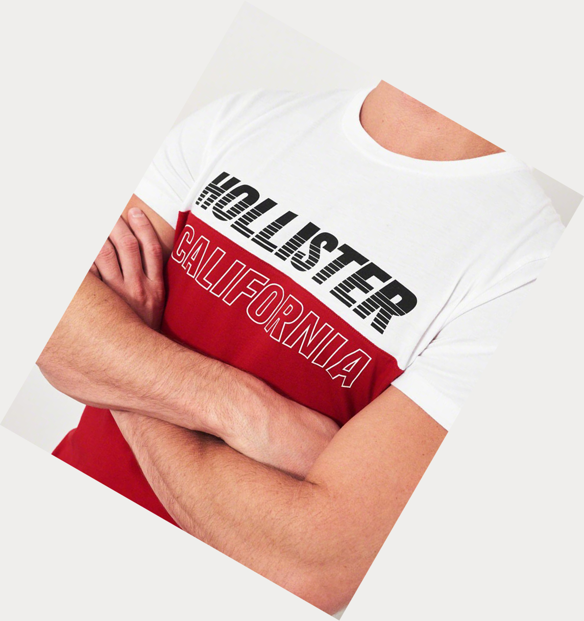 Red Hollister Colorblock Logo Men's Short Sleeve | ZA-VRUF104