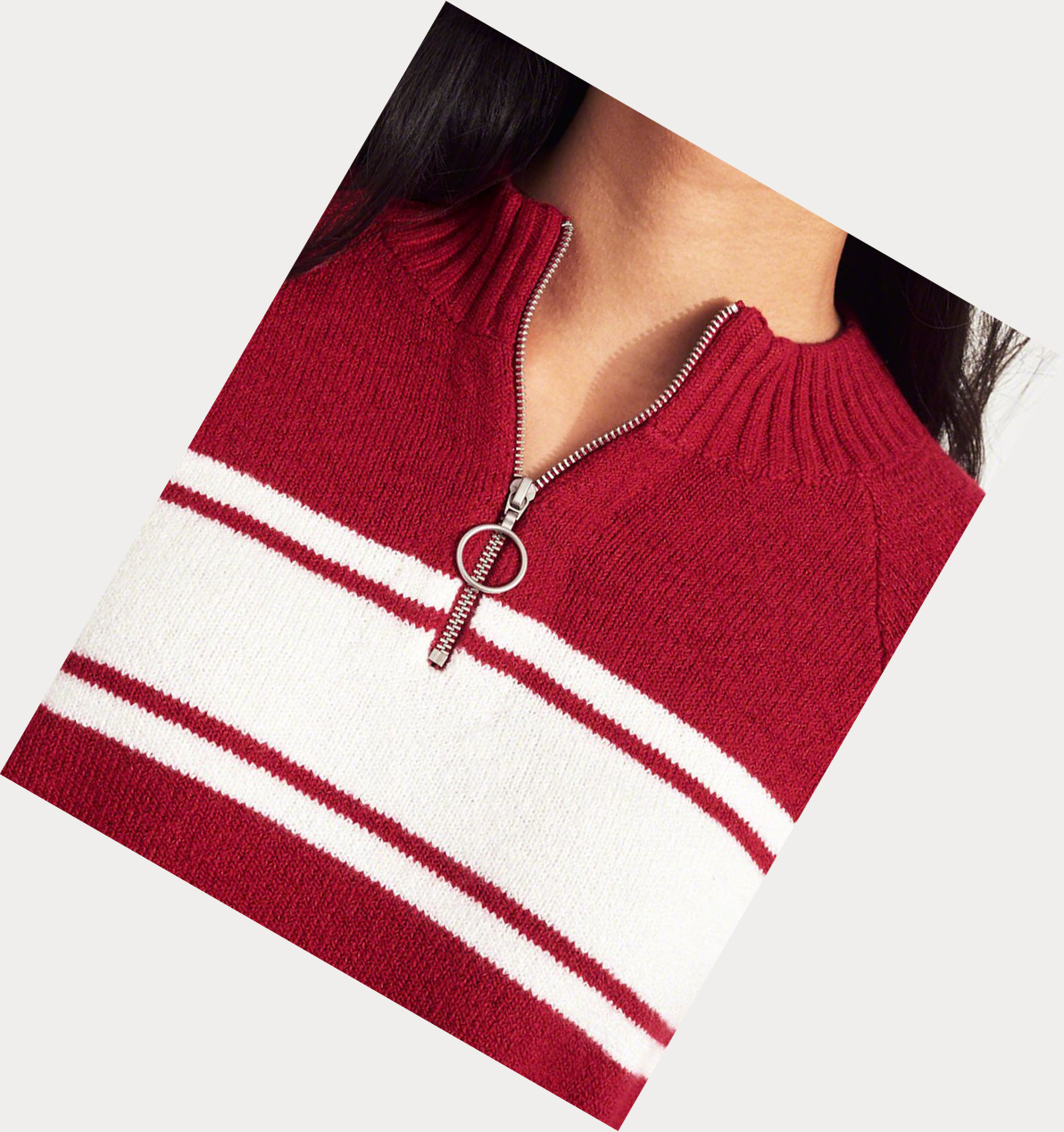 Red Hollister Crop Half-Zip Women's Sweaters | ZA-EJQT429