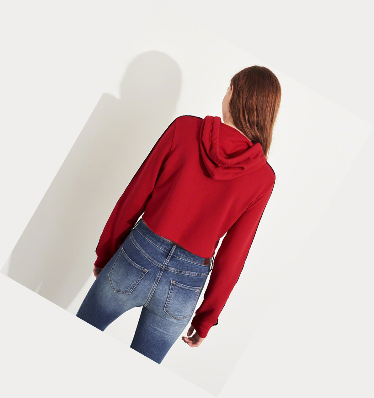 Red Hollister Cutoff Ultra Crop Women's Hoodie | ZA-NGRC537